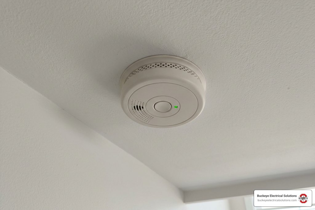 smoke alarm installed on ceiling home fire safety protection